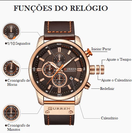 Relógio Masculino Luxuoso Curren Brooklyn Black Rosé