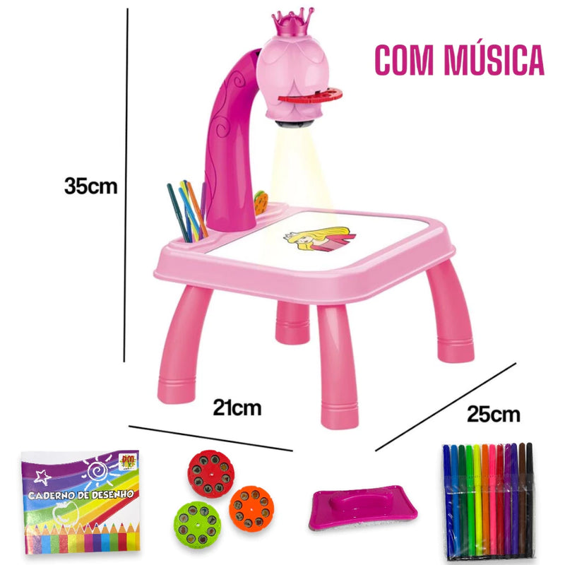 Mesa de Desenho Projetora Infantil Criativa - Dino & Princesas