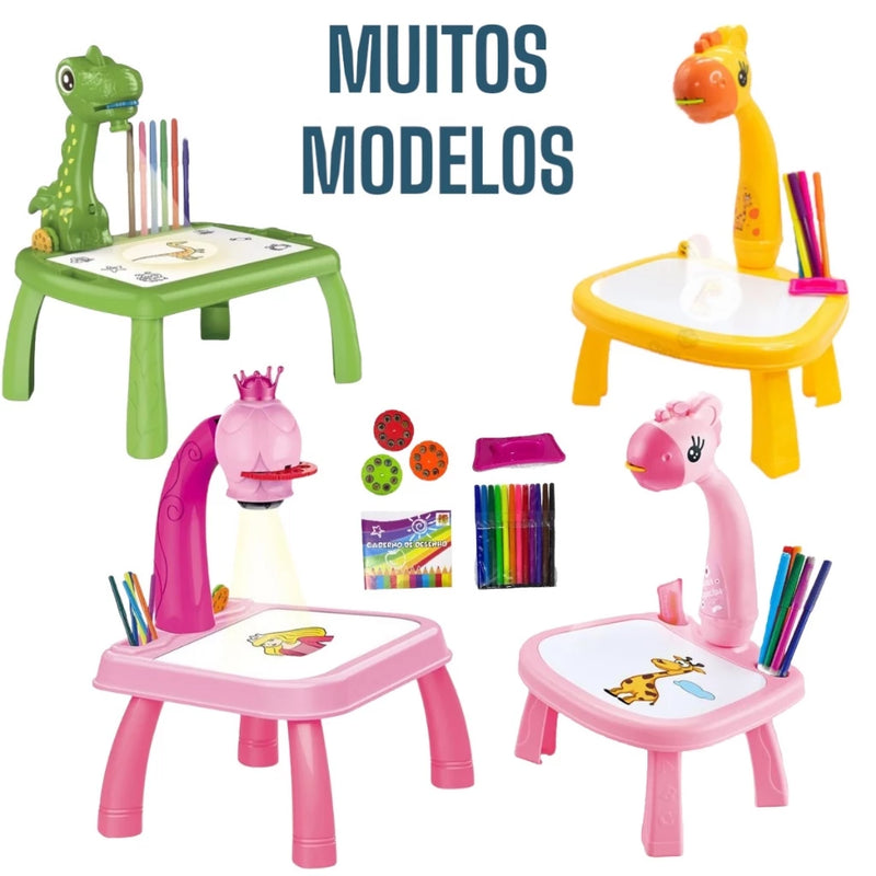 Mesa de Desenho Projetora Infantil Criativa - Dino & Princesas