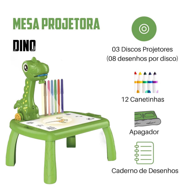 Mesa de Desenho Projetora Infantil Criativa - Dino & Princesas